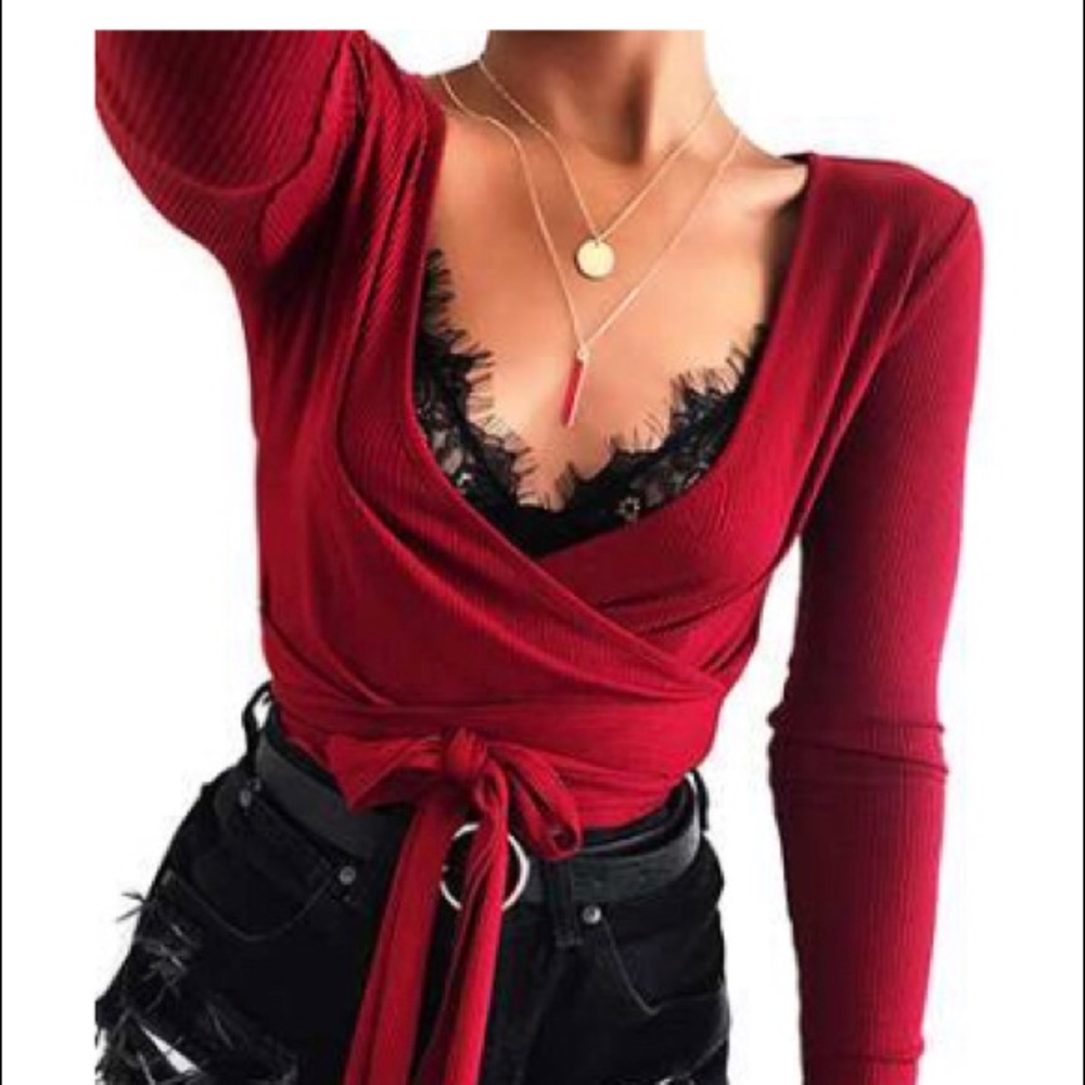Rubbed Knit Self-Tie Crop Too